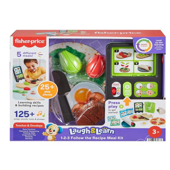 Fisher-Price Preschool Kitchen Playset Laugh & Learn 30-Piece Pretend Cooking - Picture 1 of 5